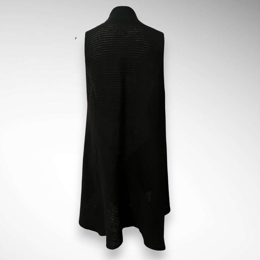 EILEEN FISHER Black 100% Wool Sleeveless Long Cardigan Vest Large | EUC - Picture 4 of 6